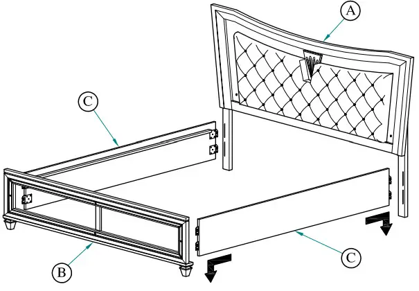 Best Quality Furniture 9749 Venetian 6 Piece Champagne Eastern King Bedroom Set - Figure 40