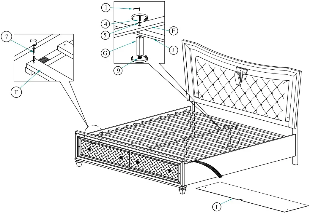 Best Quality Furniture 9749 Venetian 6 Piece Champagne Eastern King Bedroom Set - Figure 45