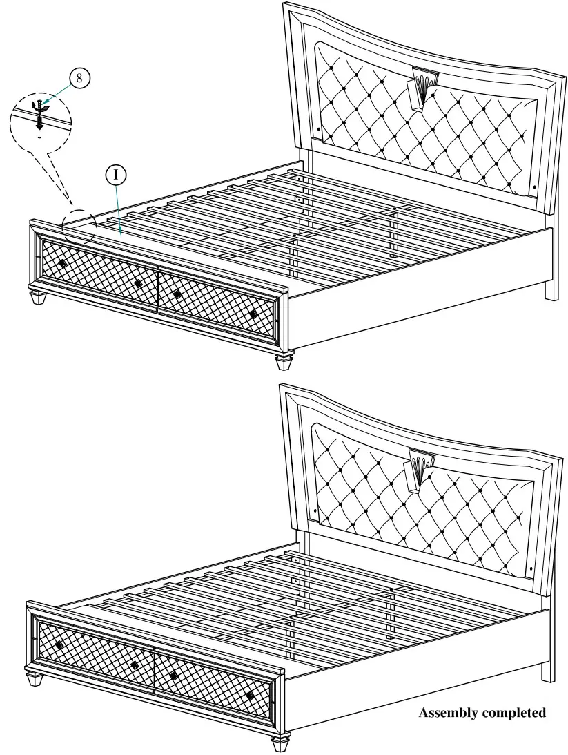 Best Quality Furniture 9749 Venetian 6 Piece Champagne Eastern King Bedroom Set - Figure 47