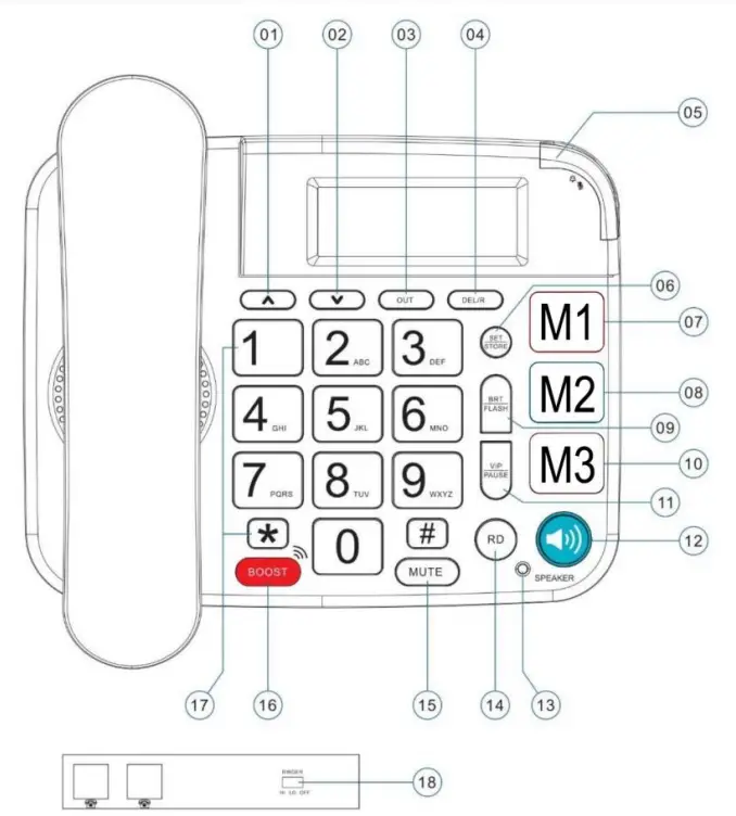 geemarc DALLAS20 Big Button Telephone with Volume Control-fig1