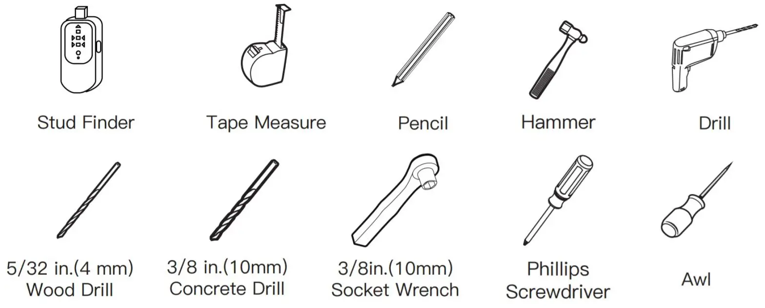 PERLESMITH PSSL1 TV Wall Mount - Tools