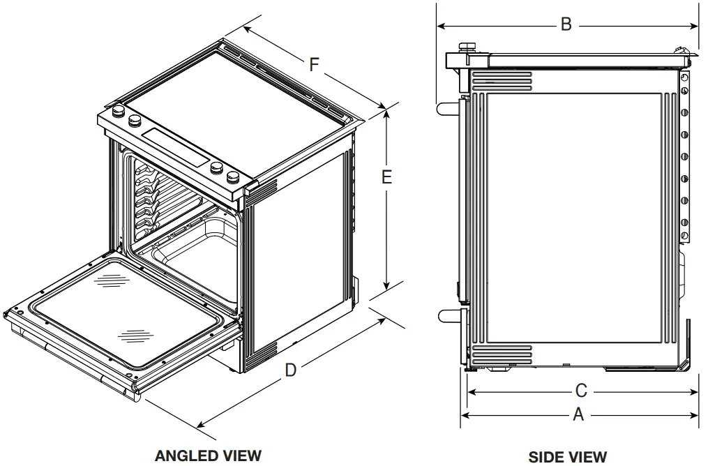 JENNAIR W11615555A Electric Range - Angled and Side View