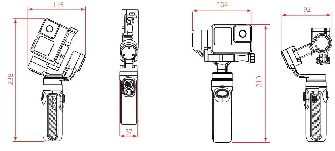 INKEE Falcon Gimbal Stabilizer for Action Cameras- Product Parameter