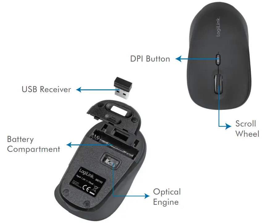 LogiLink ID0193 2.4 GHz Wireless Mouse - Plakage