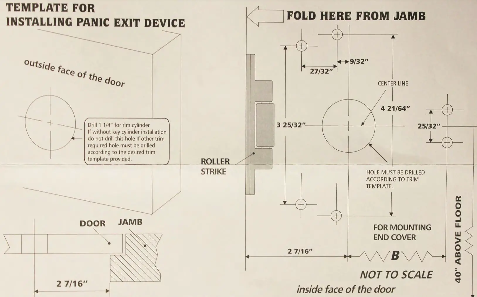 Lockey USA PB1100 Panic Bar Installation Guide - Template For Installing Panic exit Device
