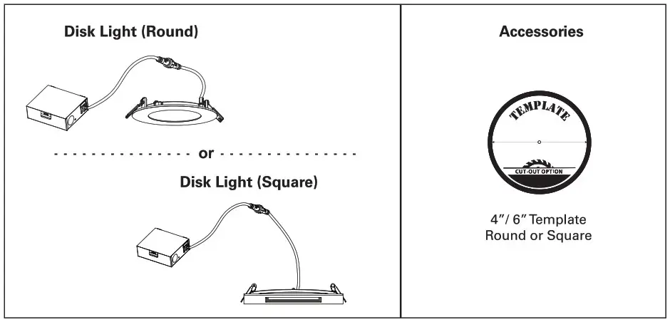 naturaled LED Disk Light 4 6 Inch Round and Square - BOX