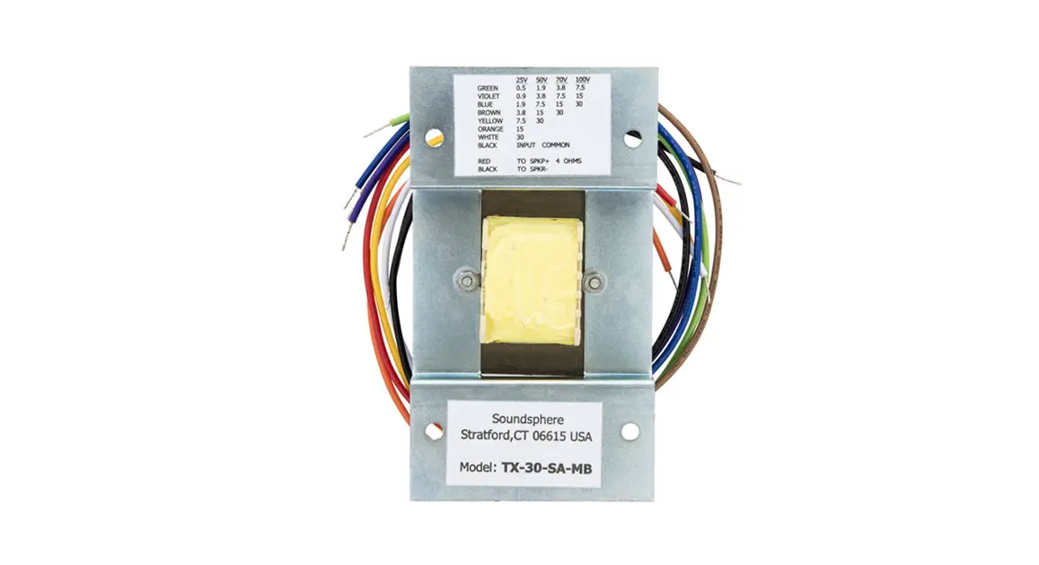 Soundsphere Tx-30 30w Line Transformer User Guide