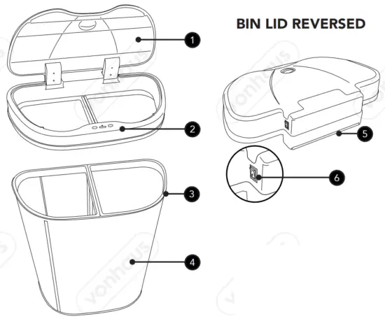 VonHaus 3000007 70L Recycling Sensor Bin - overview