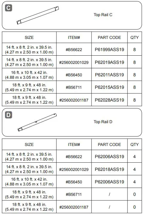 Bestway Power Steel Oval Pools User Manual - Components list C,D