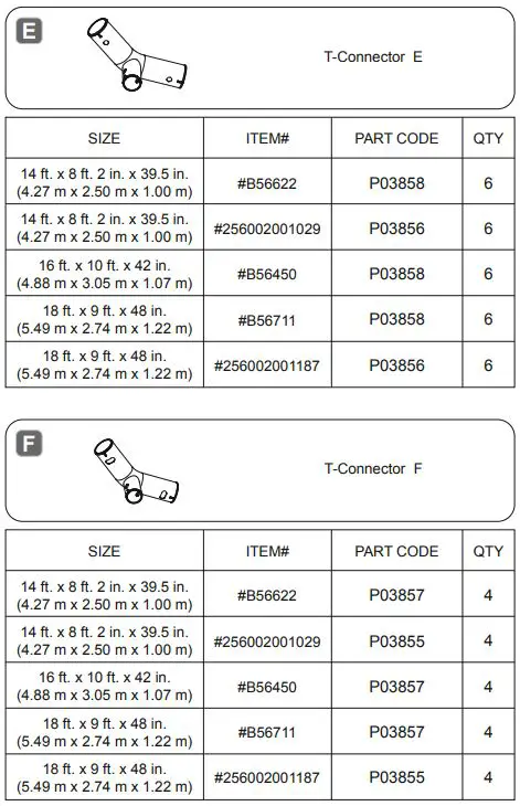 Bestway Power Steel Oval Pools User Manual - Components list E,F