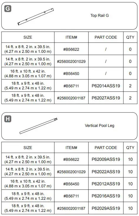 Bestway Power Steel Oval Pools User Manual - Components list G,H