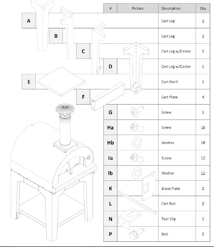 Sole SOITALIA2424 24 Inch Wood-Fired Pizza Oven & Cart Package 2