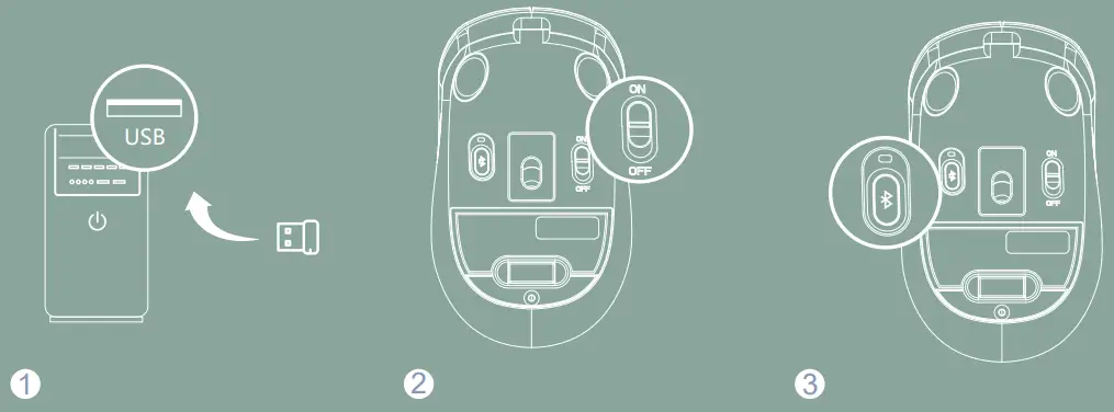 A4TECH FB10CS Dual Mode Rechargeable Bluetooth Wireless Mouse - CONNECTING 24G DEVICE