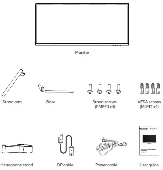 kogan KAMN32UCFLA 32 Inch UHD Curved Gaming Monitor - COMPONENTS