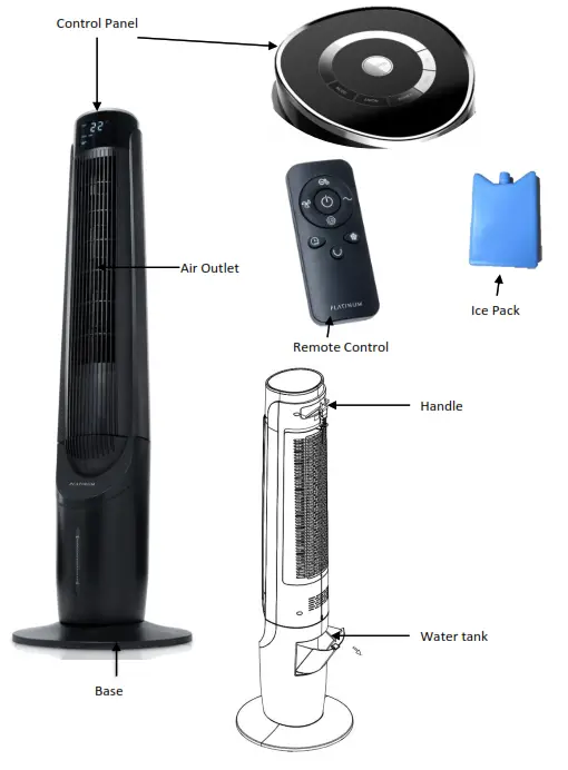 Goldair GPEV200 3L Evaporative Tower Fan - fig