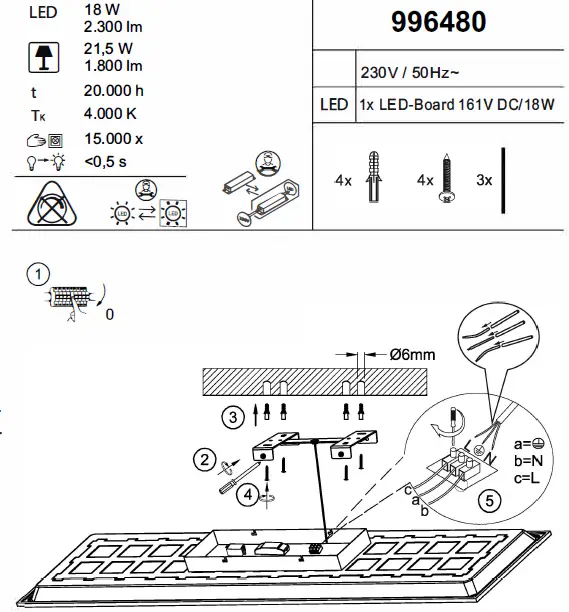 LeuchtenDireckt-996480-Fleet-LED-Ceiling-Lamp-Motion-Detector-FIG-1