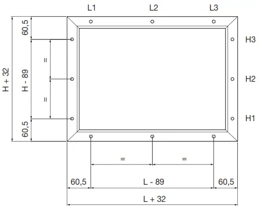 Lindab VR External Wall Grille - Dimensions1