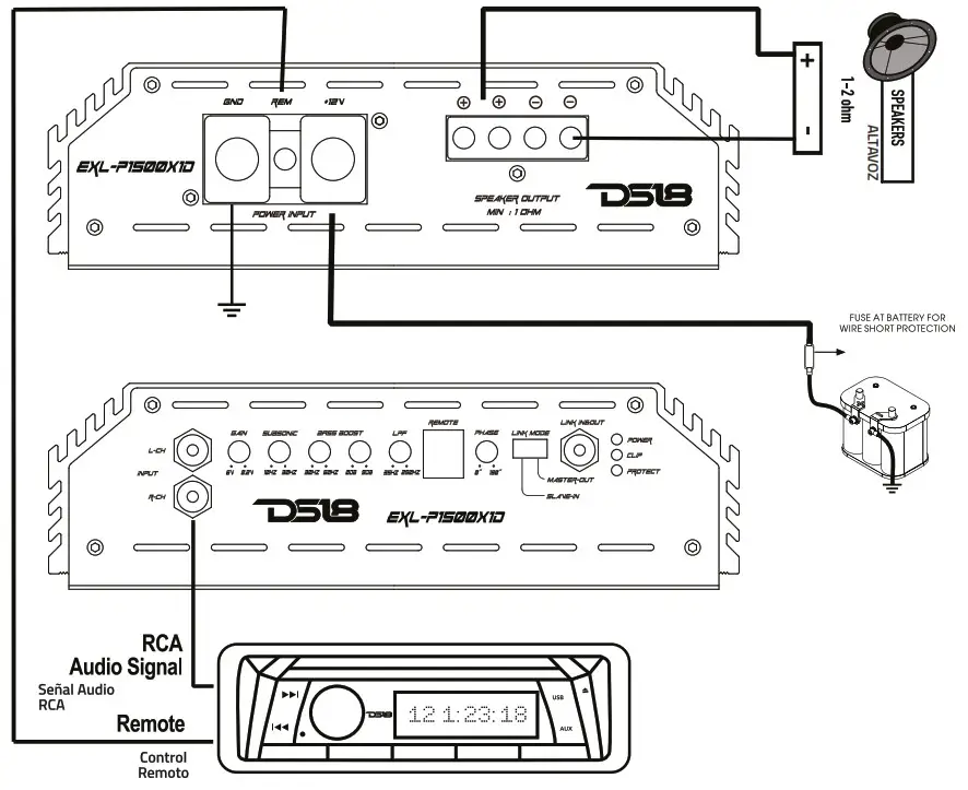 DS18 EXL P1500X1D Competition Monoblock Subwoofer Amplifier - INSTALLATION 1