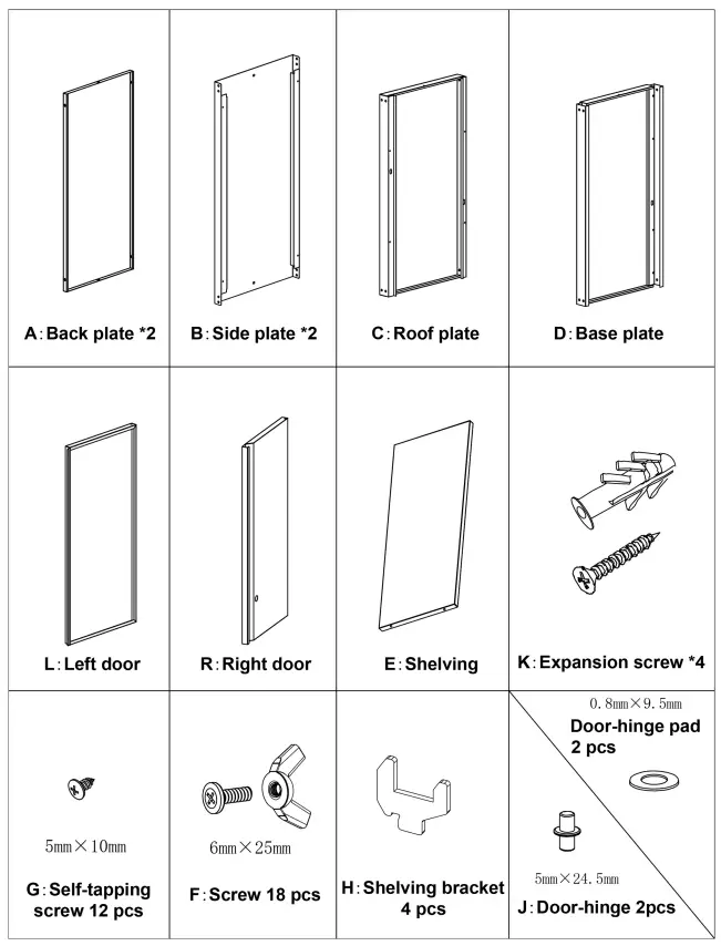 UNBRANDED YXX-X036 Metal Adjustable Shelf Bathroom Storage Wall Cabinet - Fig 1