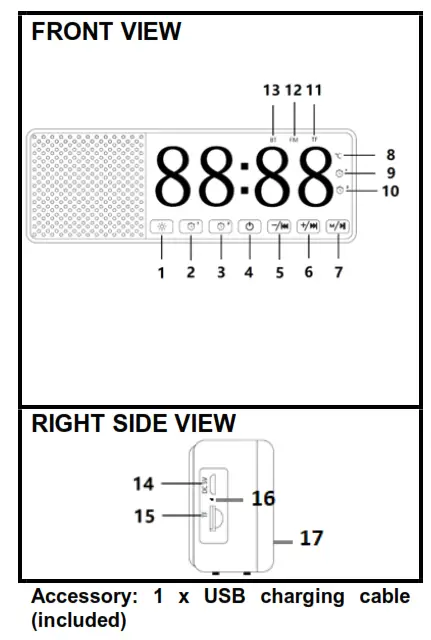 EUROtops EP714 Bluetooth Speaker Alarm Clock - fig