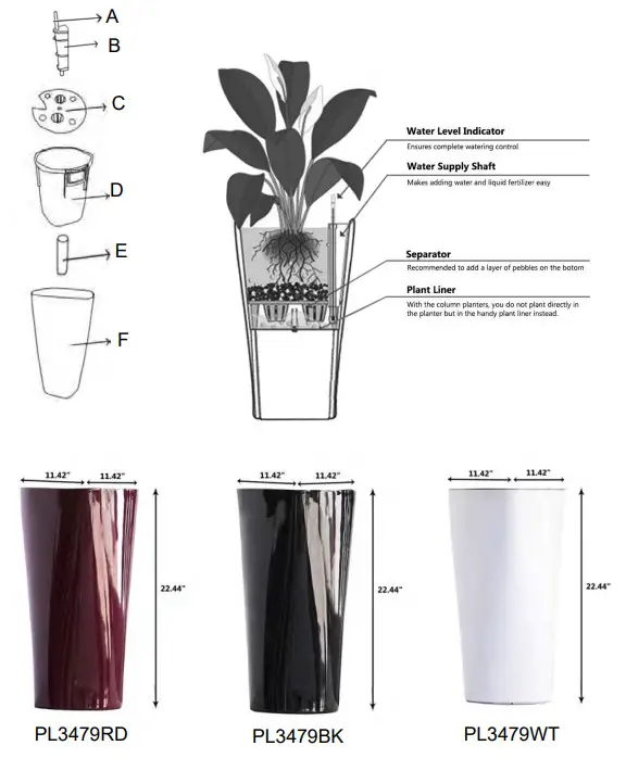 XBRAND PL3479BK Nested Plastic Self Watering Triangle Planter Pot - Figure 2