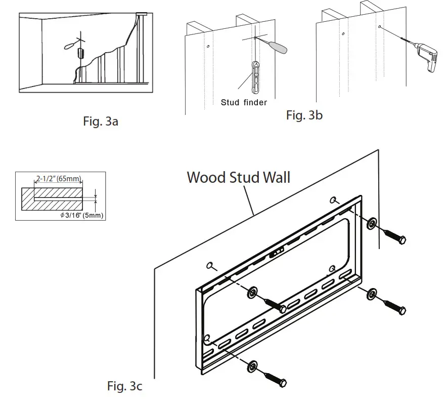 Atak AXF2675 Fixed Flat Panel Wall Mount - Fig. 3a