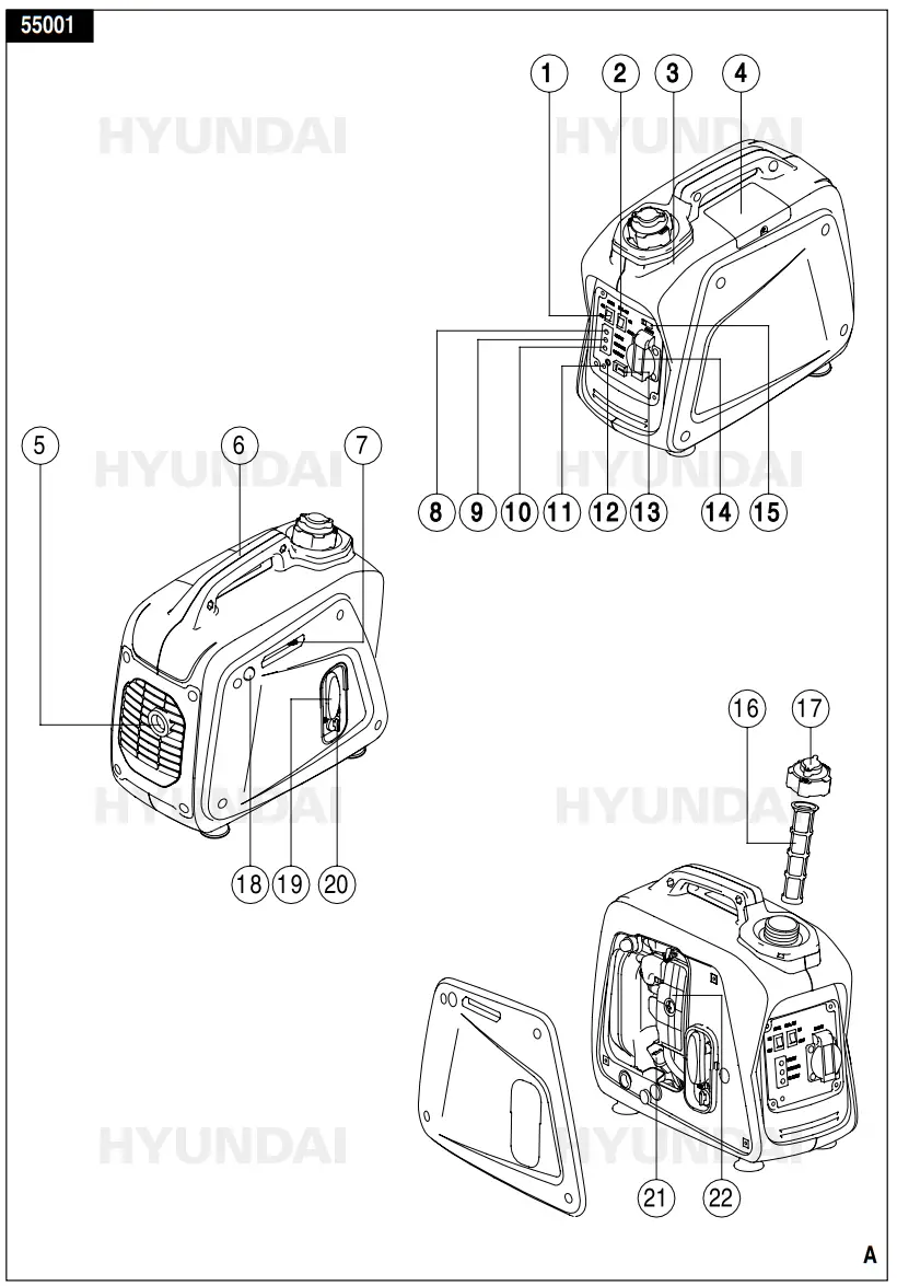 HYUNDAI 5501 55002 Inverter Benzine Generator - 1