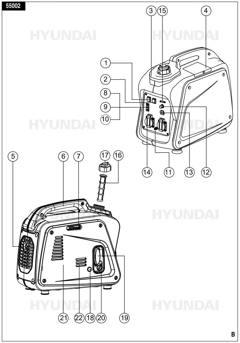 HYUNDAI 5501 55002 Inverter Benzine Generator - 2