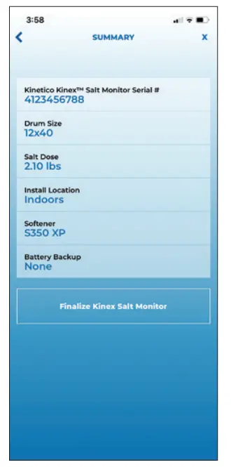 Kinetico Kinex Salt Monitor - App 22