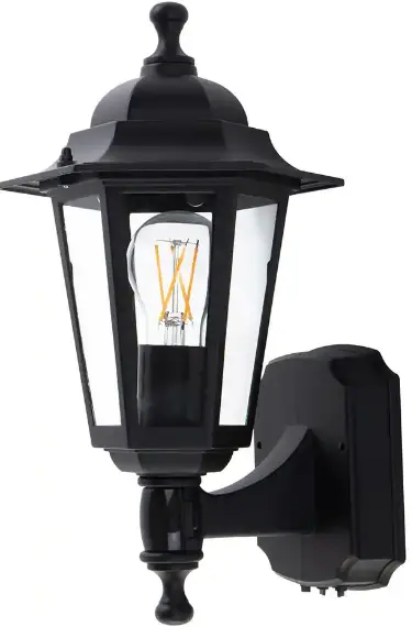 LUTEC 5204101012 1-Light Black Motion Sensing Outdoor Wall Lantern Sconce-FIG1