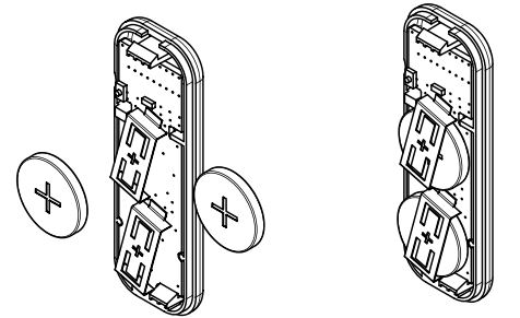 inELS RFTI-20 Temperature and Humidity Sensor - Insert 2 CR2032 batteries into the battery holder. Pay attention to the polarity