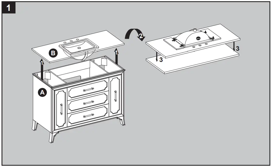 allen roth 48-in Vanity with Top - INSTRUCTIONS