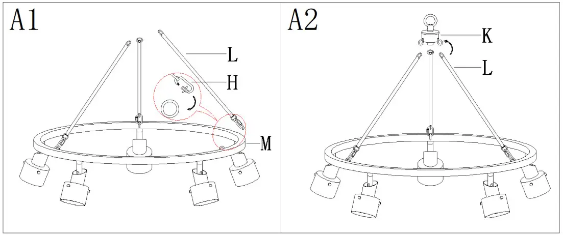 ZEVNI A04521 Fido 28 Inch Wide Gold 5-Light Chandelier - Figure 2
