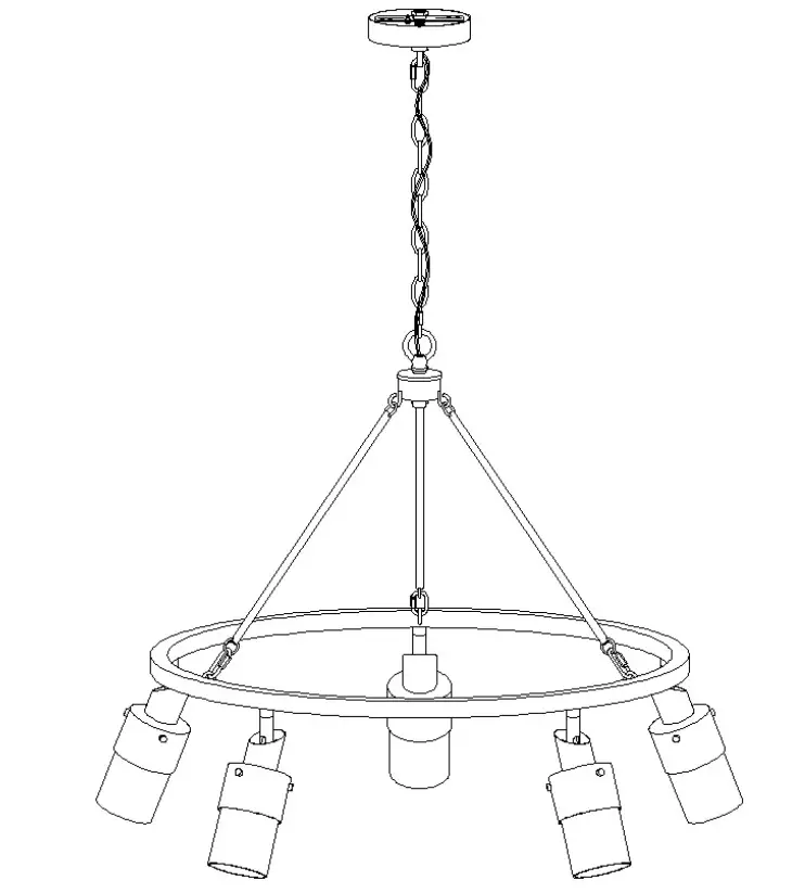 ZEVNI A04521 Fido 28 Inch Wide Gold 5-Light Chandelier