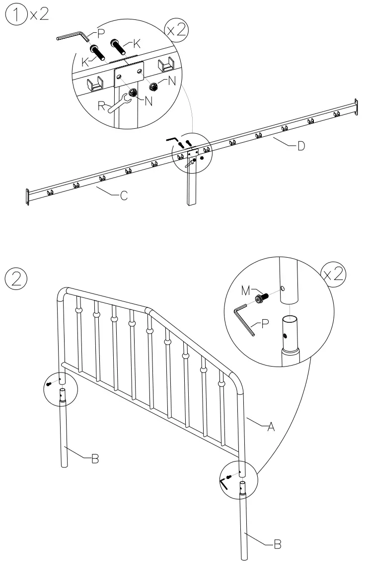ASHLEY B076-672 Full Metal Bed - fig 2
