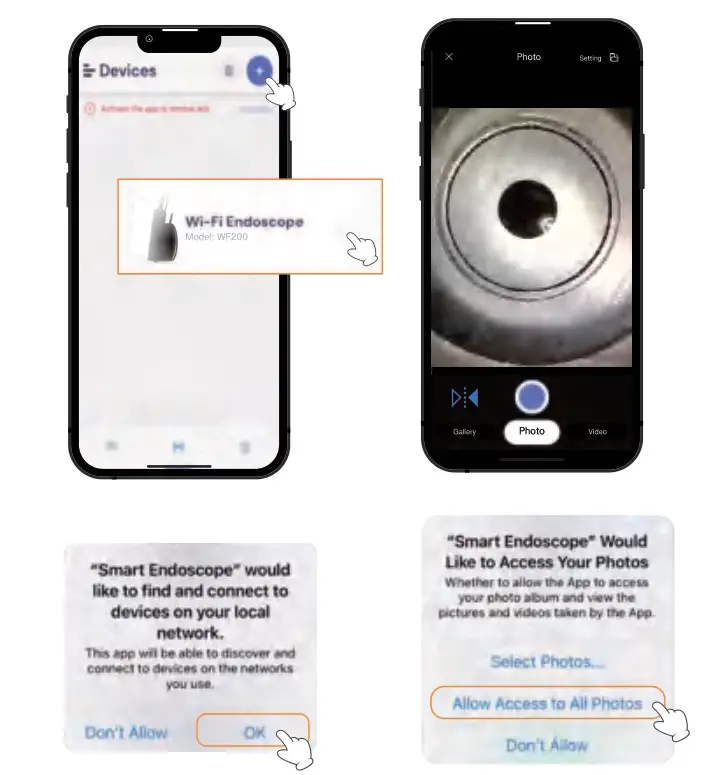 TESLONG WF200 Digital Borescope - Open the “Smart Endoscope” app, click the