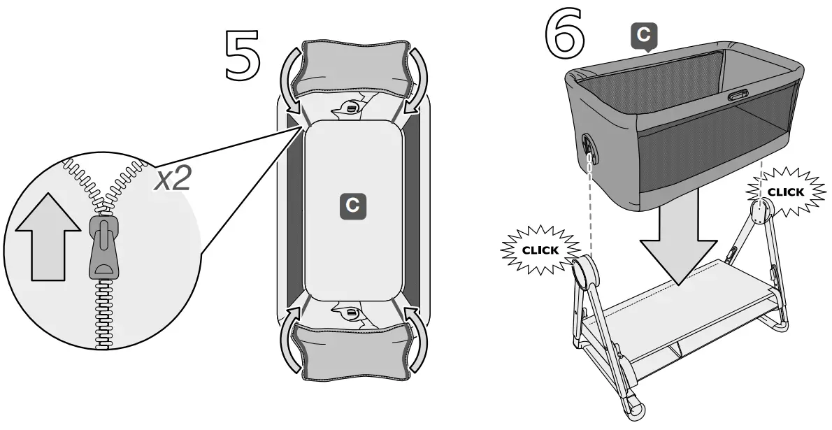 mamas papas Lua Bedside Crib - Fig 5
