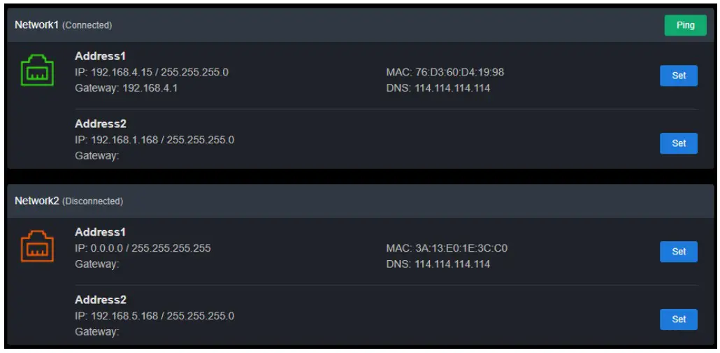 Login and network configuration