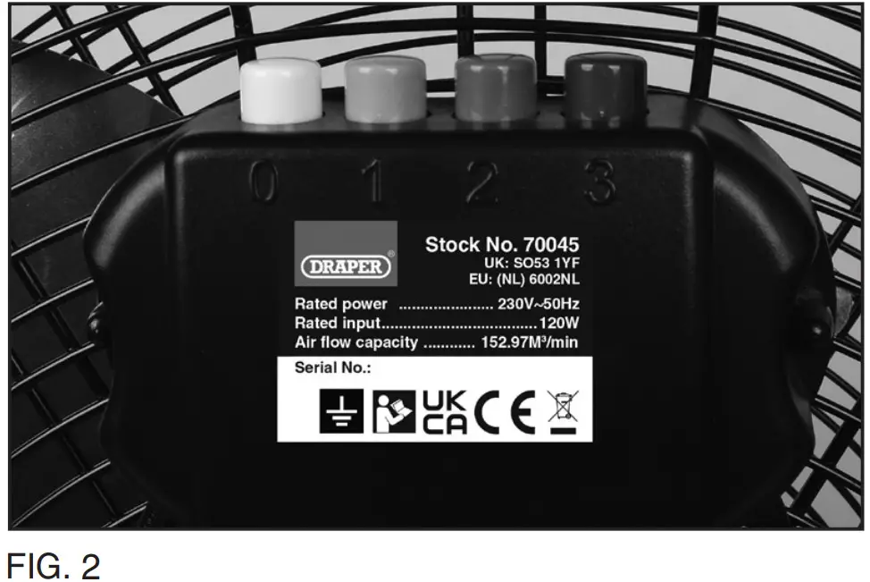 DRAPER 70045 Drum Fans - 3 SPEED CONTROL