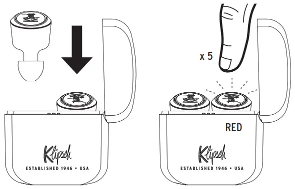 Klipsch T5 True Wireless Headphones - TRUE WIRELESS RESET