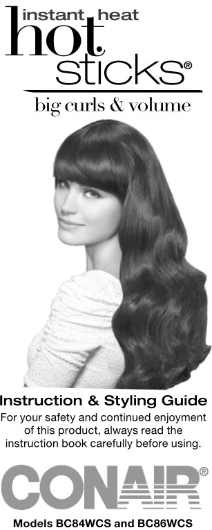 CONAIR BC84WCS Hot Sticks Instant Heat Hot Brush Instruction Manual