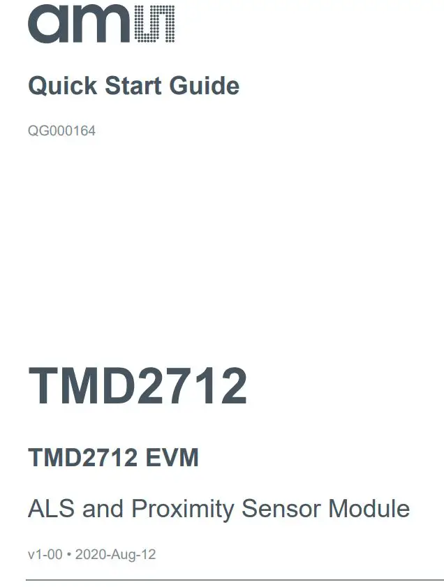 ams TMD2712 ALS and Proximity Sensor Module User Guide