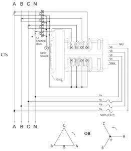 Electro Industries Nexus 1500 Power Quality Meter with Phasor Measurement Unit - additional wiring