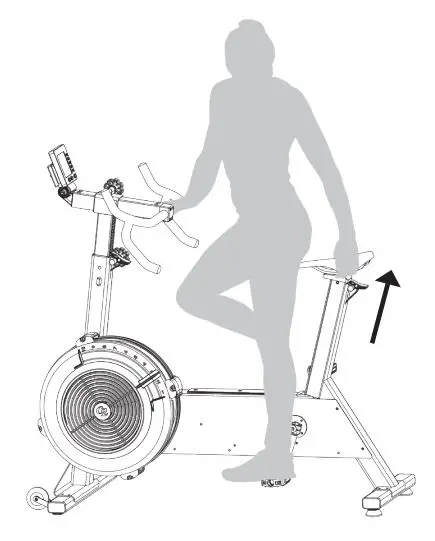 concept2 2900 BikeERG Stationary Exercise Bike Instruction Manual - With your heel on the down pedal and your leg straight, pull the saddle up to your body