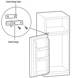 Attach the center hinge shim