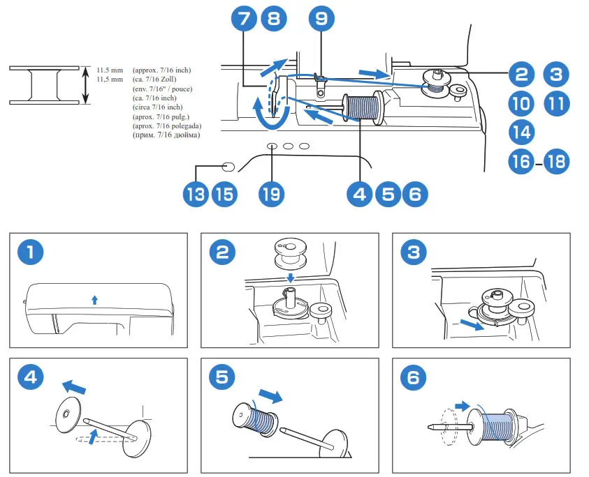 brother Automatic Bobbin Winding Sawing Machine- Bobbin Winding