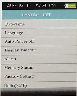 PCE CE-MPC 20 Particle Counter- Settings