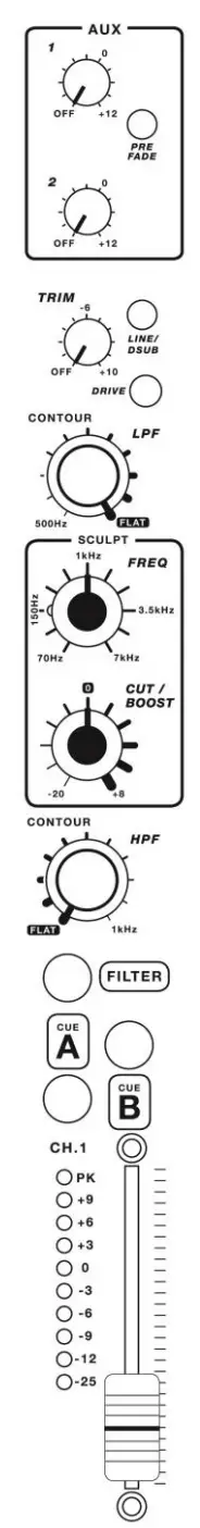 PLAYdifferently Model 14 Premium Ultracompact 4 Channel Analog DJ Mixer - Master 1