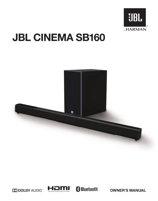 JBL Cinema SB160 Manual
