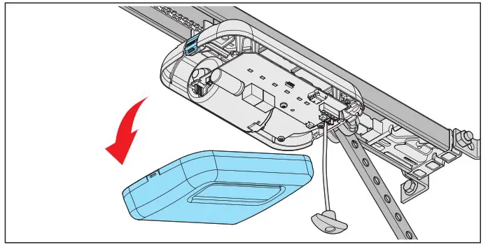 SOMMER Pro Intelligent Garage Door Operator with Separate Control Unit - Deinstalling cover of the carriage